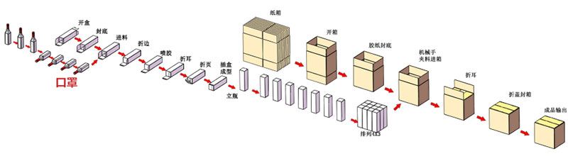 一次性口罩自動裝盒裝箱包裝生產線包裝流程示意圖2.jpg